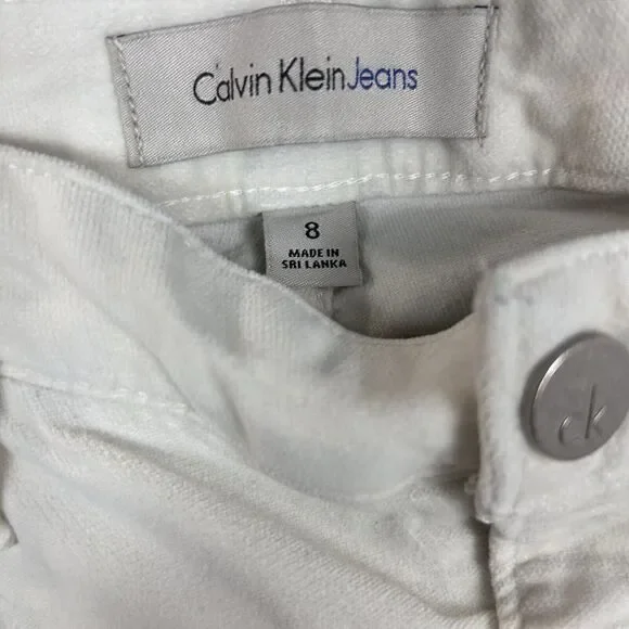 Calvin Klein Legging Jeans Womens 8 Ivory Velvet Slim Fit Stretch Toothpick - Picture 4 of 8